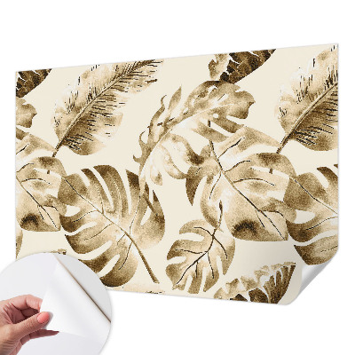 Zelfklevend fotobehang met een dessin van exotische flora