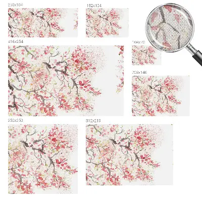 Fotobehang zelfklevend met bloeiende takken als patroon