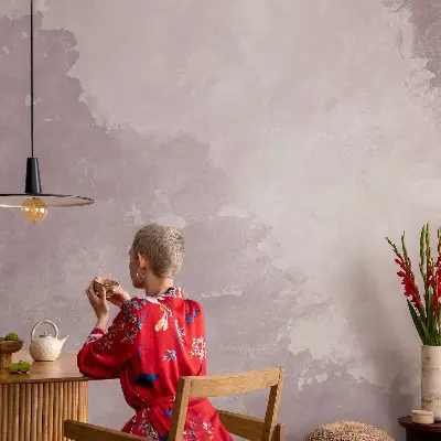 3D fotobehang met paarse abstractie
