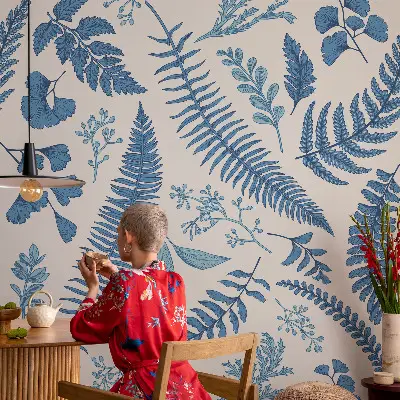 Fotobehang voor de kinderkamer met botanische patronen