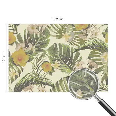Fotobehang tienerkamer met exotische bloemen en bladeren