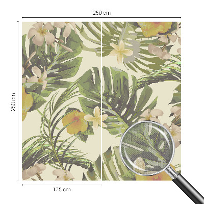 Fotobehang tienerkamer met exotische bloemen en bladeren