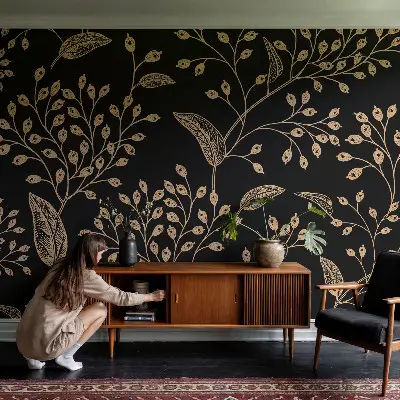 Zelfklevend fotobehang op maat met een botanisch elegant motief
