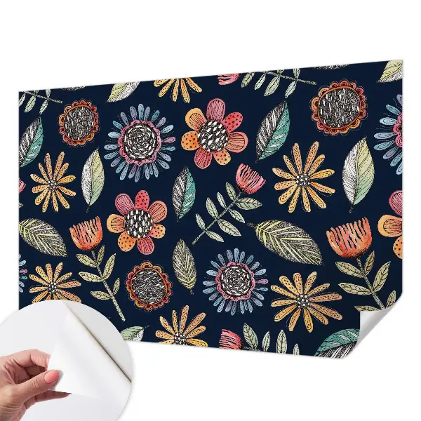 Zelfklevende behangsticker met bloemenmozaïek