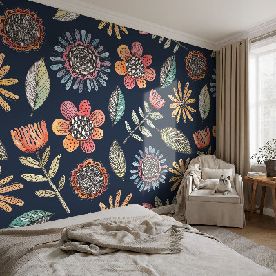 Zelfklevende behangsticker Bloemenmozaïek