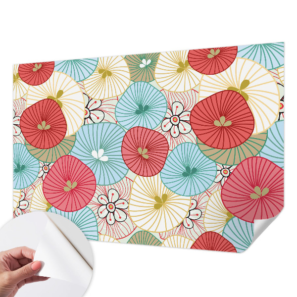 Foto behang voor de keuken met een bloemenpatroon