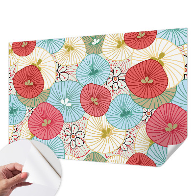 Foto behang voor de keuken met een bloemenpatroon
