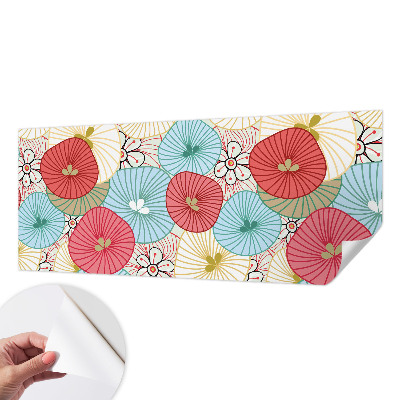 Foto behang voor de keuken met een bloemenpatroon