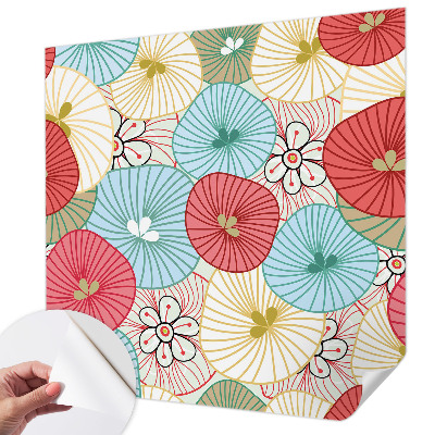 Foto behang voor de keuken met een bloemenpatroon