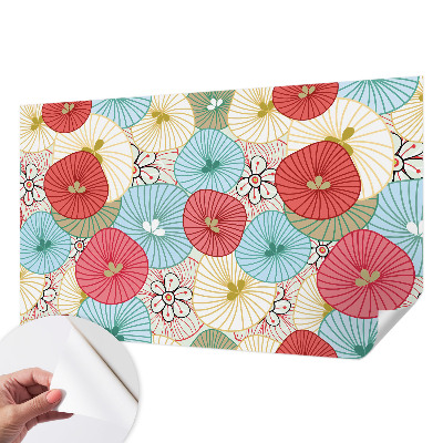 Foto behang voor de keuken met een bloemenpatroon
