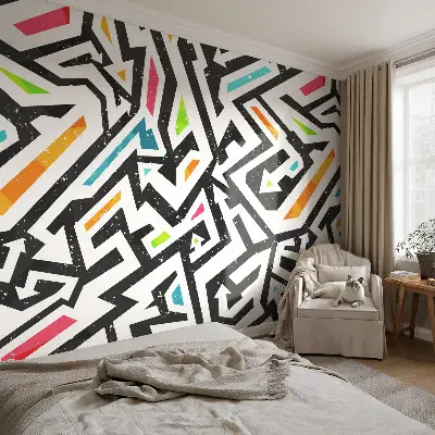 Fotobehang kinderkamer met een abstract mozaïekpatroon
