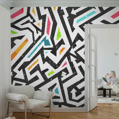 Fotobehang kinderkamer met een abstract mozaïekpatroon