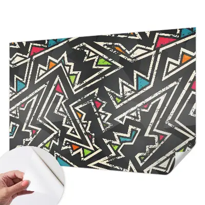 Fotobehang tienerkamer met een energiek geometrisch patroon