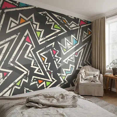 Fotobehang tienerkamer met een energiek geometrisch patroon