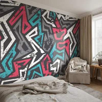 Fotobehang babykamer met een abstract mozaïekpatroon