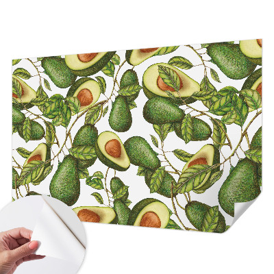 Foto behang voor de kinderkamer met een avocadopatroon