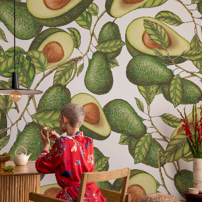 Foto behang voor de kinderkamer Avocado-patroon