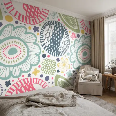 3D fotobehang met bloemmotieven