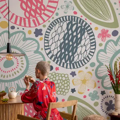 3D fotobehang met bloemmotieven