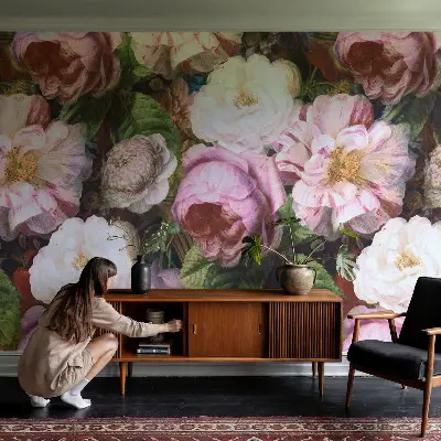 Fotobehang voor kinderkamer met een bloemig elegantiepatroon