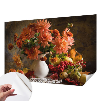Fotobehang babykamer met een herfstcompositie