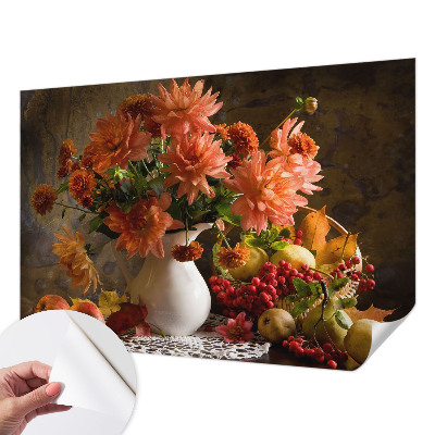 Fotobehang babykamer met een herfstcompositie