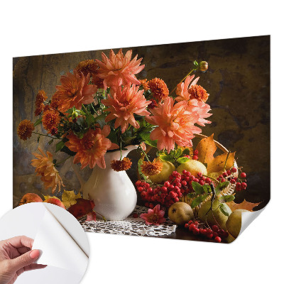 Fotobehang babykamer met een herfstcompositie