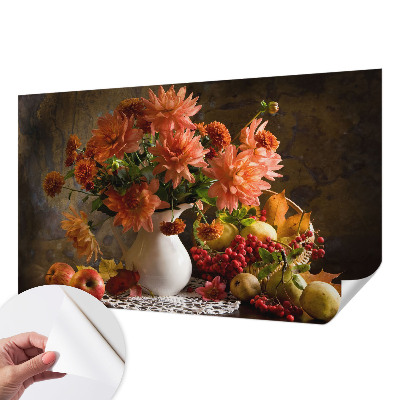 Fotobehang babykamer met een herfstcompositie