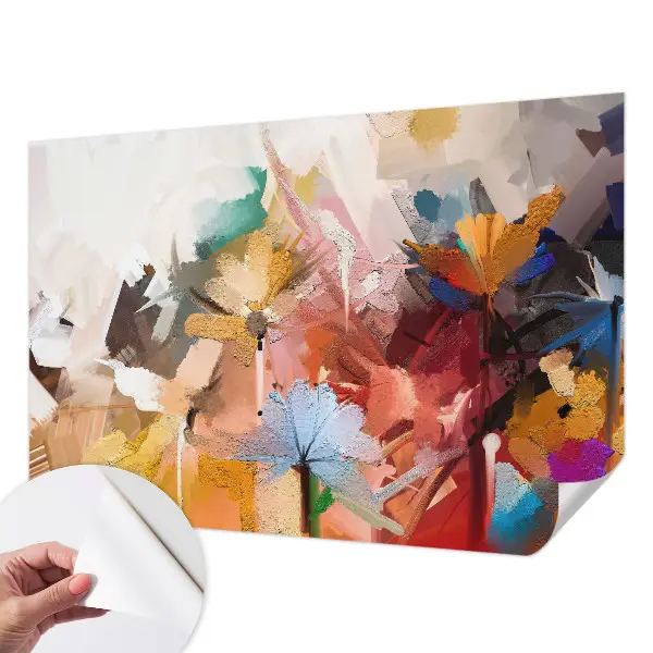 Zelfklevende behangsticker met een abstract bloemenmotief