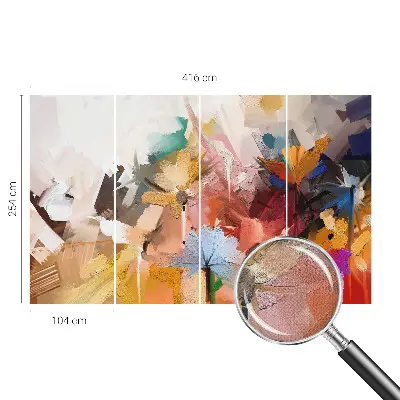 Zelfklevende behangsticker met een abstract bloemenmotief