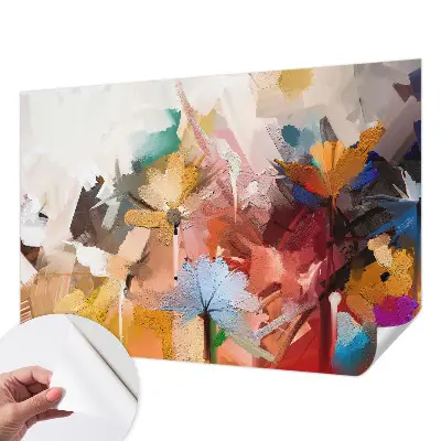 Zelfklevende behangsticker met een abstract bloemenmotief
