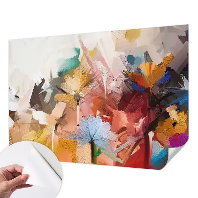 Zelfklevende behangsticker met een abstract bloemenmotief