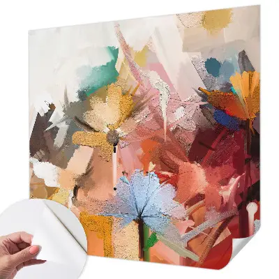 Zelfklevende behangsticker met een abstract bloemenmotief