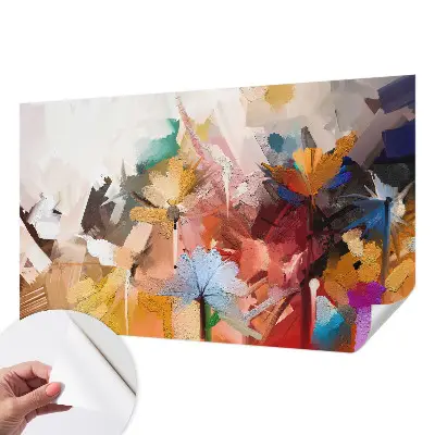 Zelfklevende behangsticker met een abstract bloemenmotief