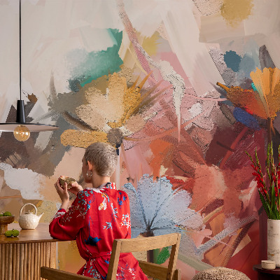 Zelfklevende behangsticker Abstracte bloemen