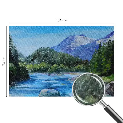 Fotobehang voor de kinderkamer met een illustratie van een berglandschap