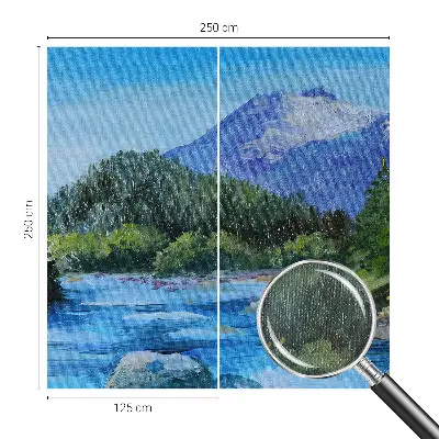 Fotobehang voor de kinderkamer met een illustratie van een berglandschap