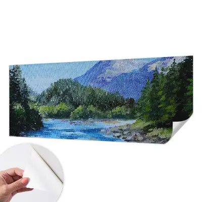 Fotobehang voor de kinderkamer met een illustratie van een berglandschap