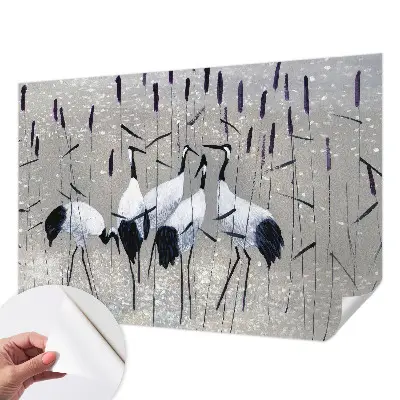 Fotobehang voor kinderkamer met een harmonieuze afbeelding van kraanvogels