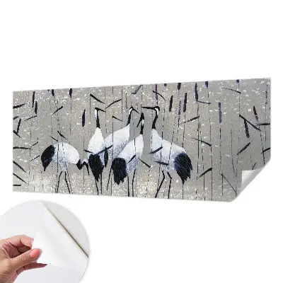 Fotobehang voor kinderkamer met een harmonieuze afbeelding van kraanvogels