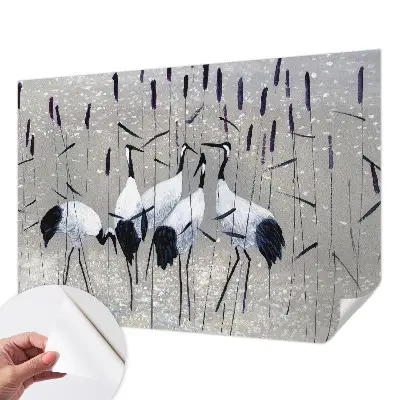Fotobehang voor kinderkamer met een harmonieuze afbeelding van kraanvogels