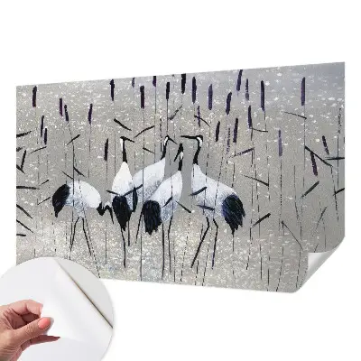 Fotobehang voor kinderkamer met een harmonieuze afbeelding van kraanvogels