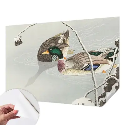 Fotobehang babykamer met een rustig eendenmotief