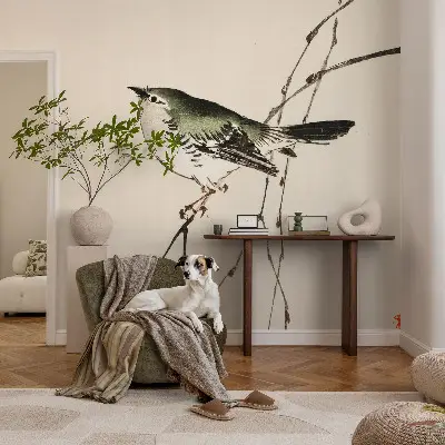 Zelfklevend fotobehang op maat met een harmonieuze vogelprint