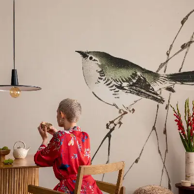Zelfklevend fotobehang op maat met een harmonieuze vogelprint