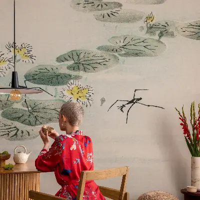 Foto behang voor de kinderkamer met rustig water als sfeerbeeld