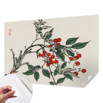 Zelfklevende behangsticker Een takje bessen