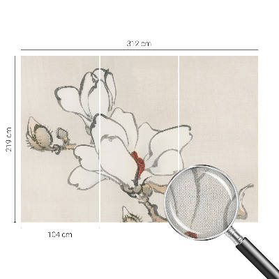 Fotobehang babykamer met delicate magnolia's