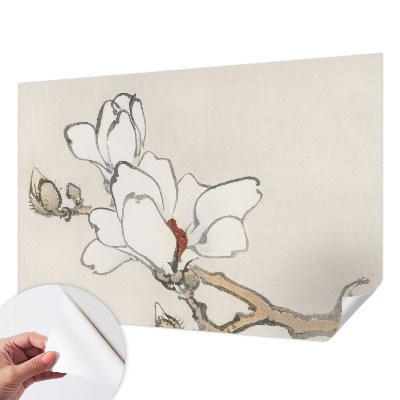 Fotobehang babykamer met delicate magnolia's