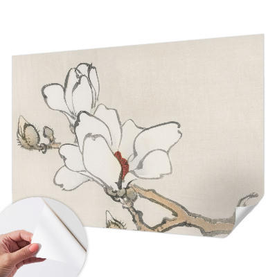 Fotobehang babykamer met delicate magnolia's